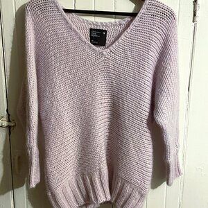 American Eagle VTG Acrylic Wool Blend Lilac Lavender Loose Knit V Neck Sweater L